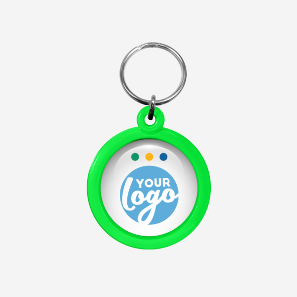 CK50 Round Keyring 42 Ref CK50 Domed Round Keyring Neon Green