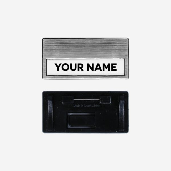 REF 124 NAME BADGE MULTI FIT FOILED WITH PIN 1