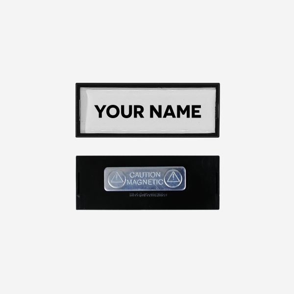 REF 127 NAME BADGE SNAP FIT SMALL WITH METAL MAGNET BAR FITTING