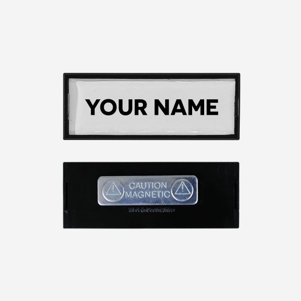 Name Badge: Snap Fit Large With Metal Magnet Bar Fitting 1 REF 129 NAME BADGE SNAP FIT LARGE WITH METAL MAGNET BAR FITTING