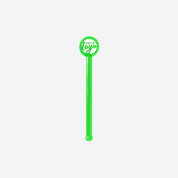 REF 429 STANDARD SWIZZLE STICK TUBE W ROUND HEAD SOLID LIME NEON GREEN