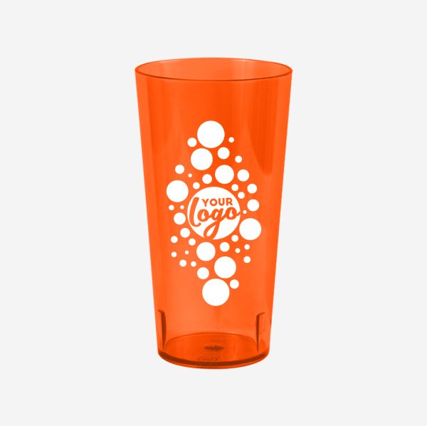 REF 486PS TUMBLER 600ML CLEAR SILKSCREEN ORANGE