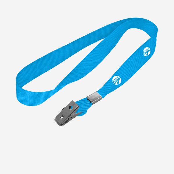 LANYARD CROCODILE CLIP ONE SIDE CYAN