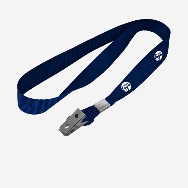 LANYARD CROCODILE CLIP ONE SIDE NAVY BLUE