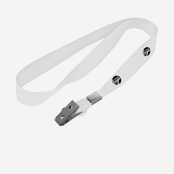 LANYARD CROCODILE CLIP ONE SIDE WHITE