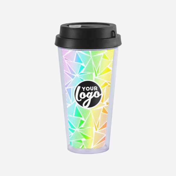 Double Wall Travel Cup 400ml 2 REF 1093SAN DOUBLE WALL TRAVEL CUP WITH BLACK LID STICKER
