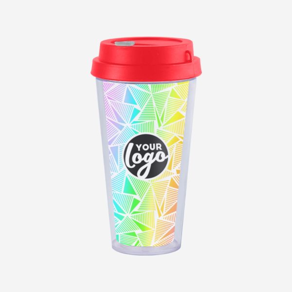 Double Wall Travel Cup 400ml 5 REF 1093SAN DOUBLE WALL TRAVEL CUP WITH RED LID STICKER