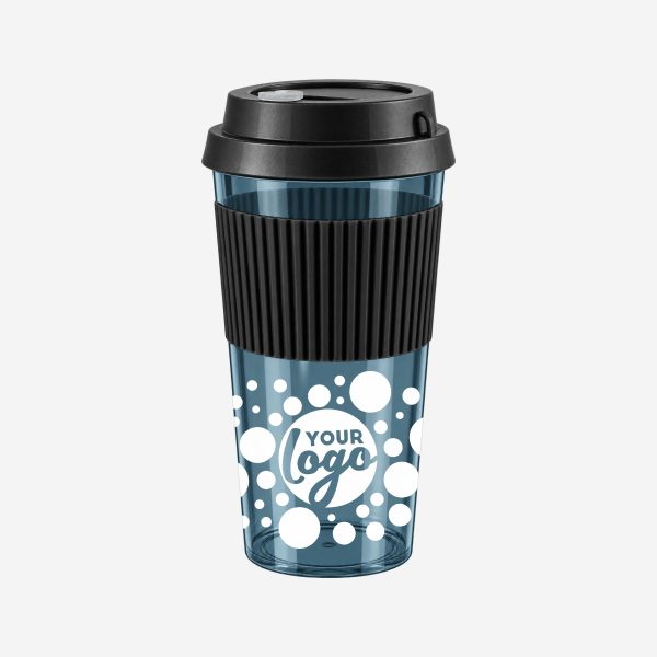 REF 1092PS Sleeve TRAVEL CUP CLEAR CHARCOAL WITH BLACK SLEEVE SILK