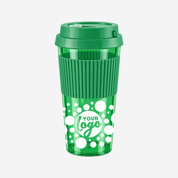 REF 1092PS Sleeve TRAVEL CUP CLEAR EMERALD GREEN WITH EMERALD GREEN SLEEVE SILK