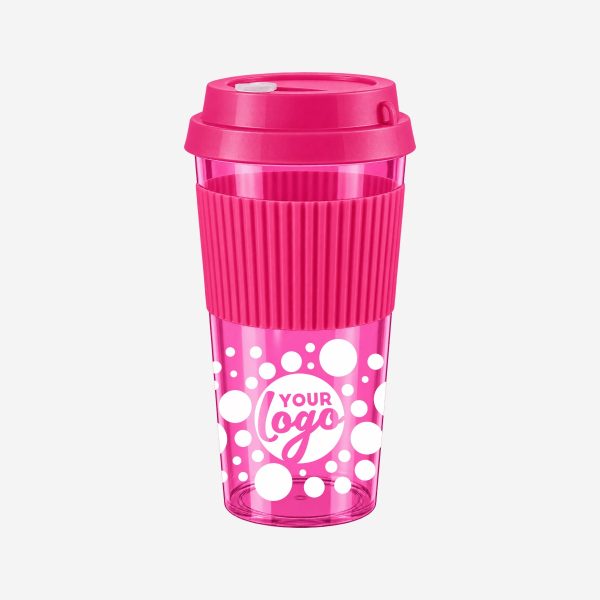 REF 1092PS Sleeve TRAVEL CUP CLEAR MAGENTA WITH MAGENTA SLEEVE SILK