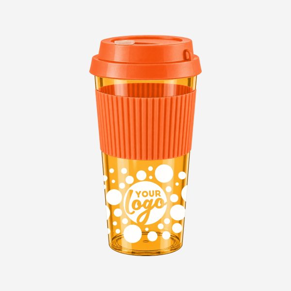 REF 1092PS Sleeve TRAVEL CUP CLEAR ORANGE WITH ORANGE SLEEVE SILK