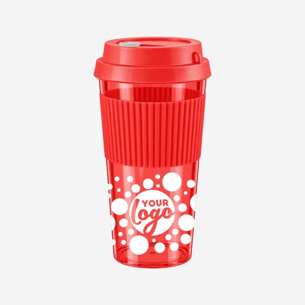 REF 1092PS Sleeve TRAVEL CUP CLEAR RED WITH RED SLEEVE SILK