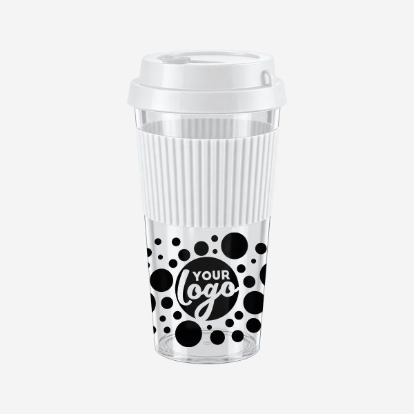 REF 1092PS Sleeve TRAVEL CUP CLEAR WITH WHITE SLEEVE SILK