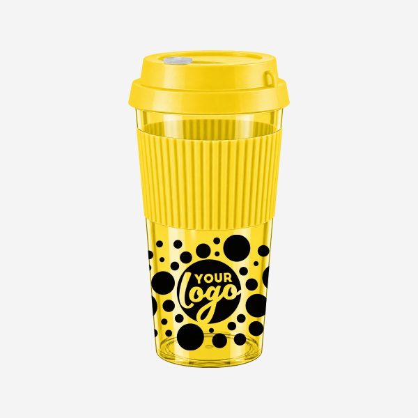 REF 1092PS Sleeve TRAVEL CUP CLEAR YELLOW WITH YELLOW SLEEVE SILK